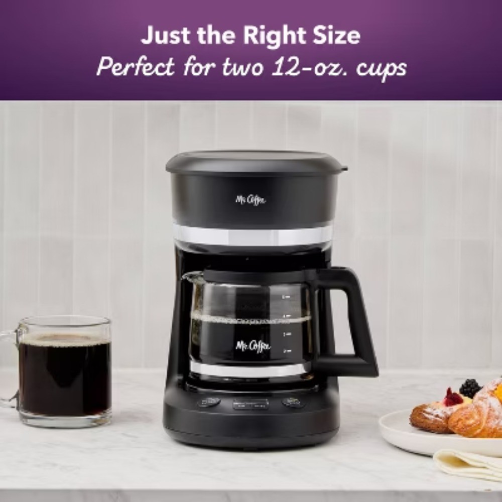 Mr. Coffee 5-Cup Programmable Coffee Maker Black: Drip Coffee Machine