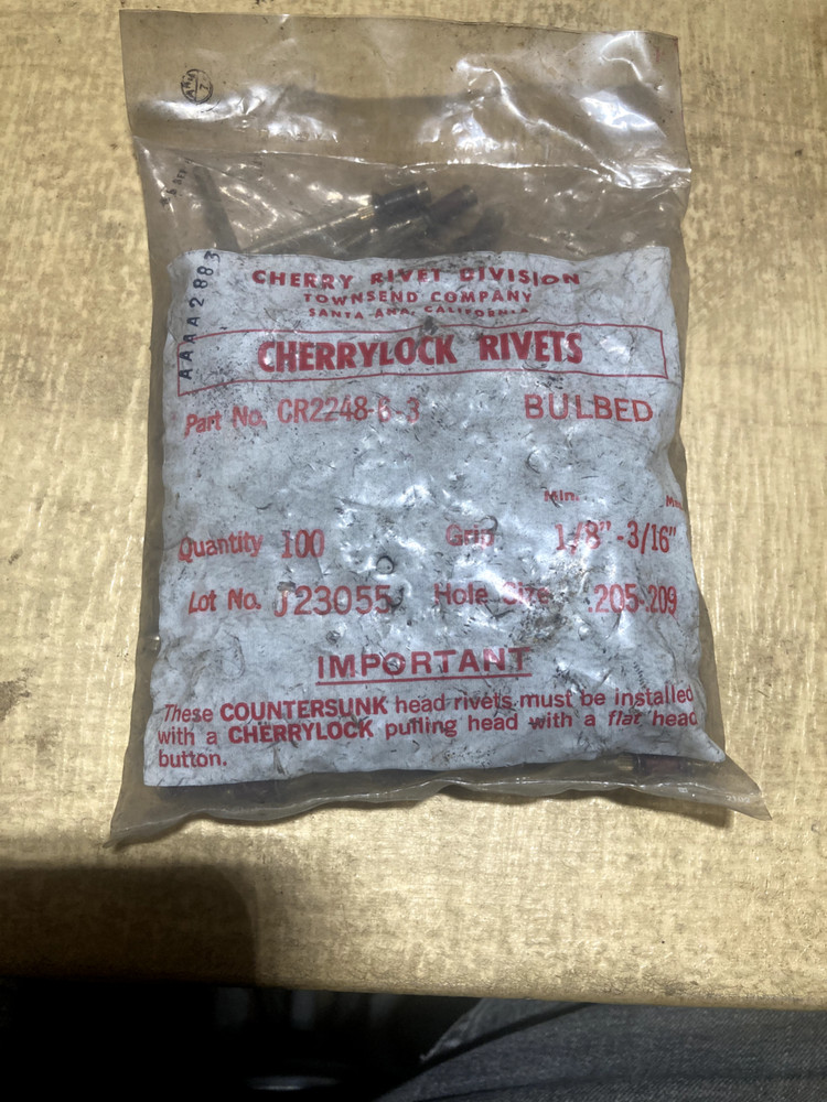 Cherrylock Rivets, 1/8" - 3/16", Part # CR2248-6-3