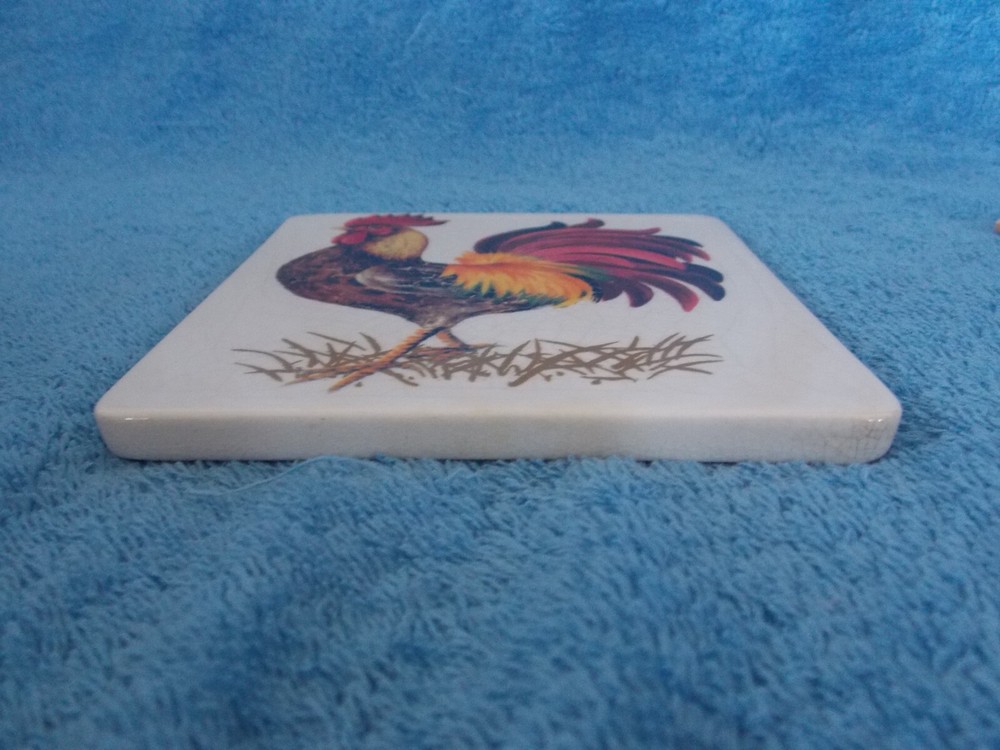 Vintage Ceramic Rooster Tile From Trivet