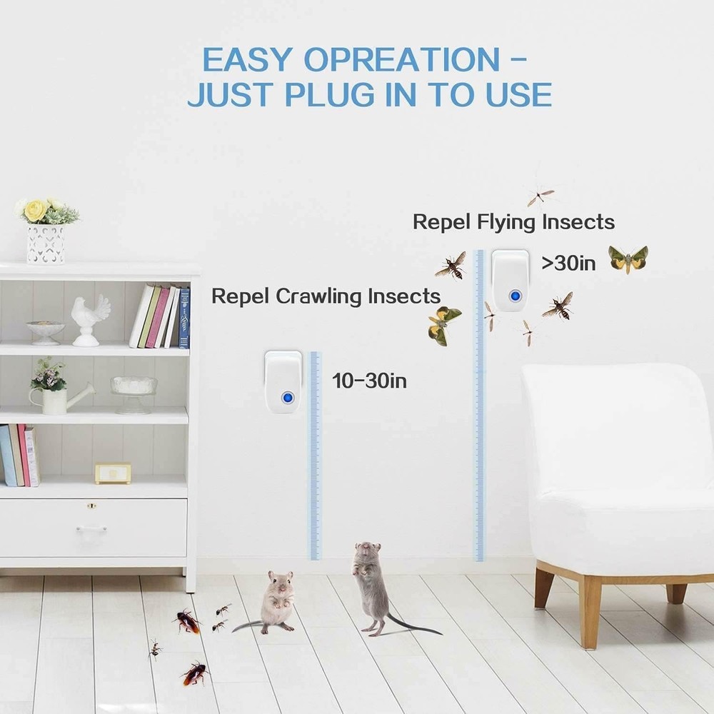 Intelligent Ultrasonic Pest Control Plug-In - 6 Pack with Nightlight Feature