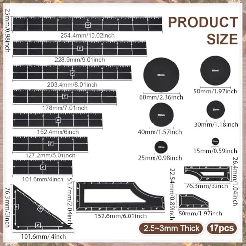 17Pcs Black Objective Point Markers, Acrylic Objective Makers Ruler Set War