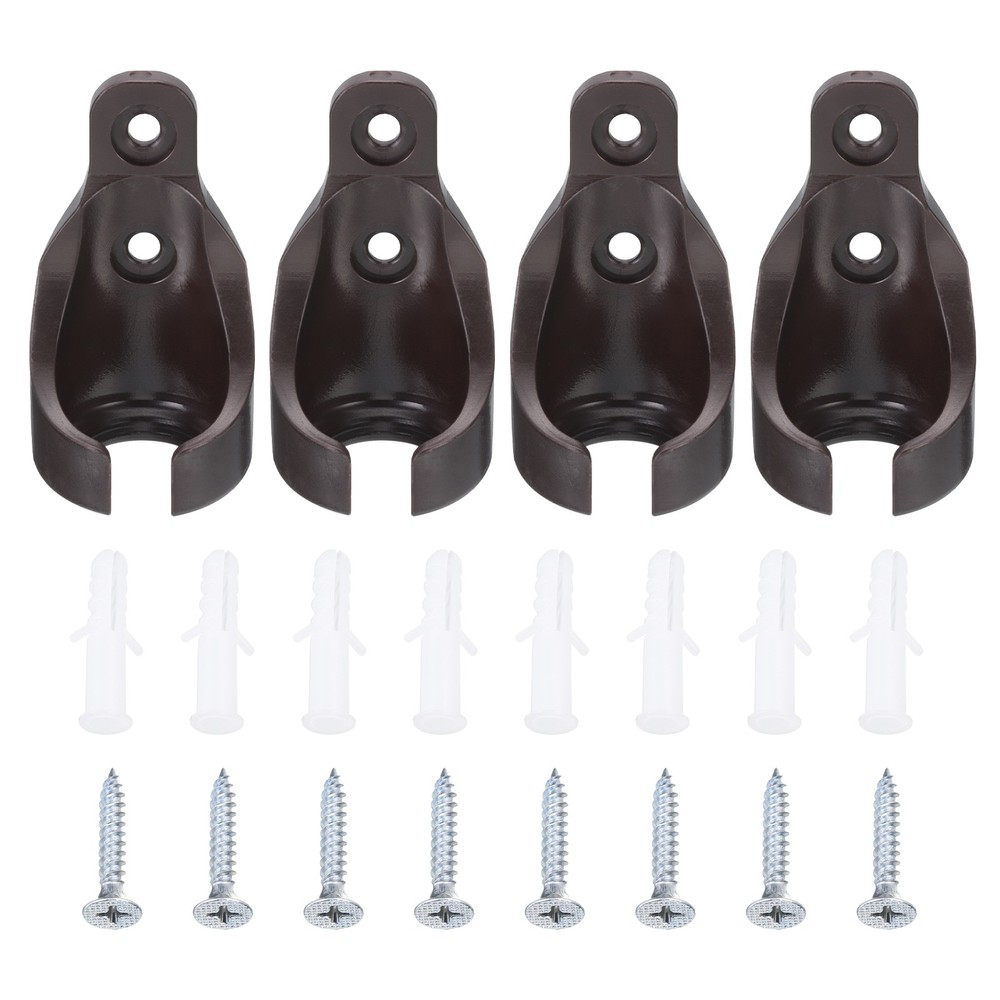 4 Pcs Bungee Receiver Brackets Plastic for Roller Shade Tie Down Straps Brown