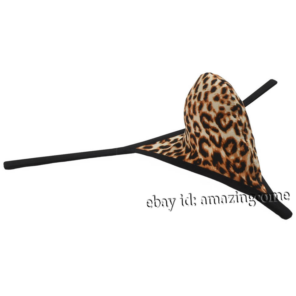 Men Contoured Micro Thong Underwear Soft Pouch Leopard Mini Bikin String Tanga