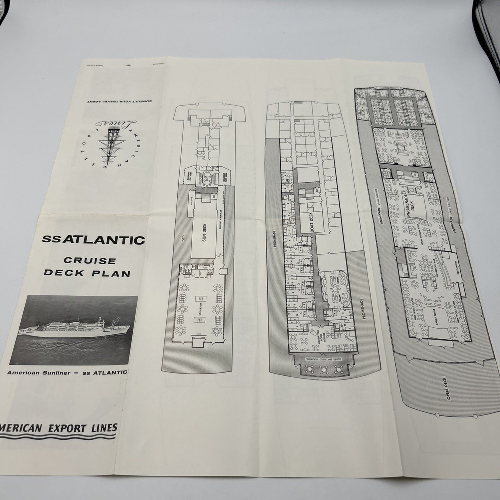 ATLANTIC (American Export) 1963 Cruise Deck Plan EX Condition