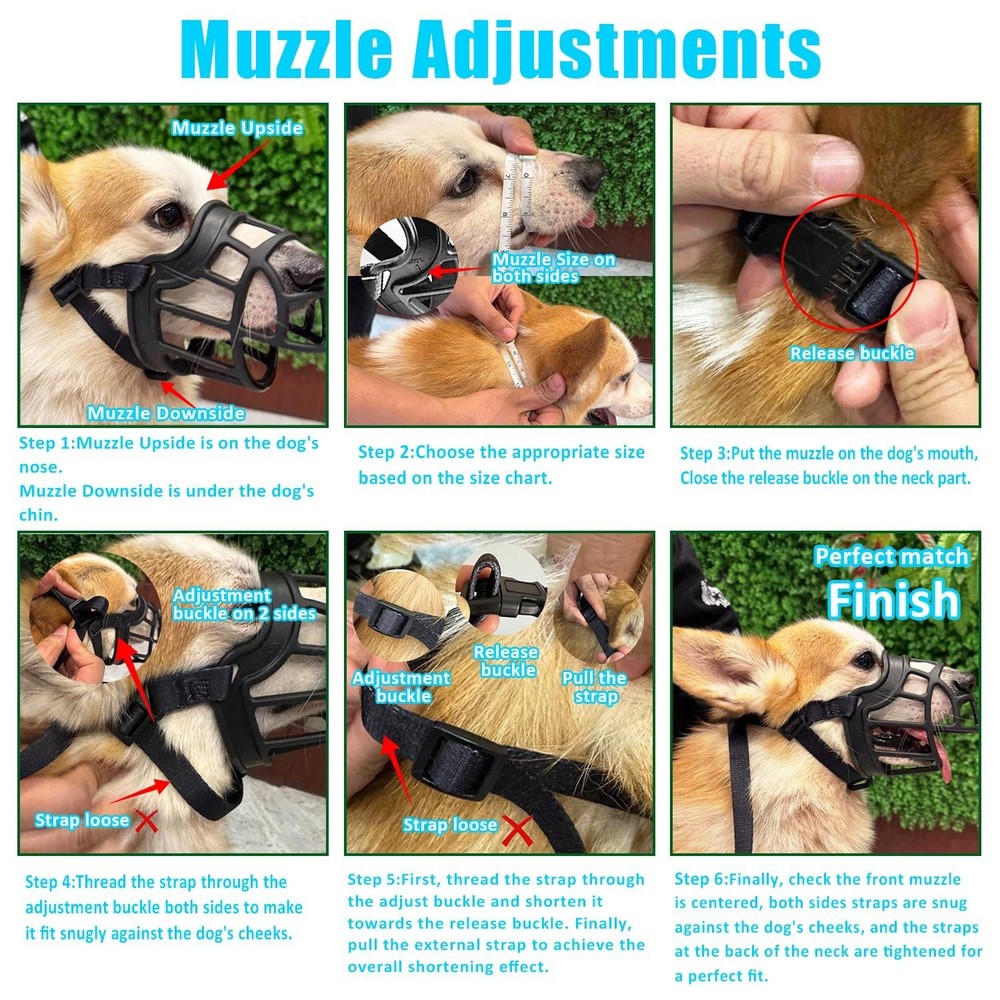 Basket Muzzle Allows Panting Drinking - Anti Biting Chewing, Sturdy Lightweig...