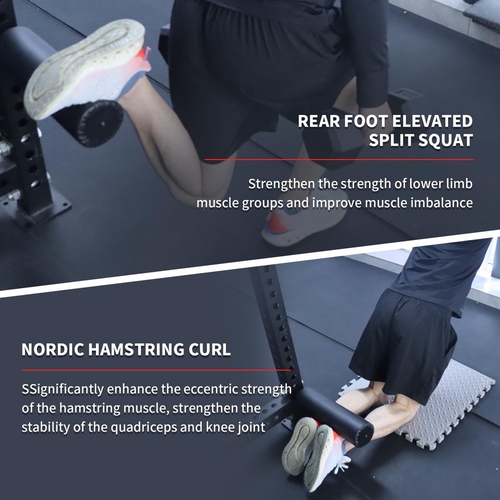 Single Leg Squat Roller / Nordic Hamstring Curl for Squat Rack Power Rack Att...
