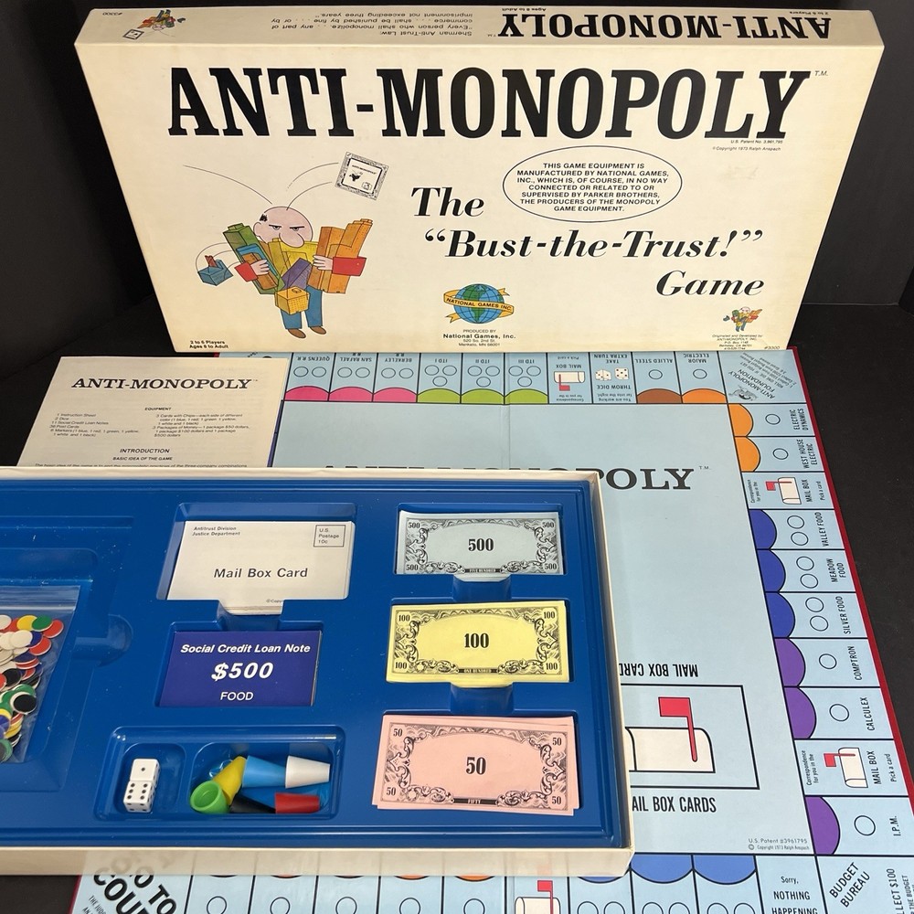 ANTI-MONOPOLY 1973 "Bust-the-Trust" Board Game Beautiful Condition 100% Complete