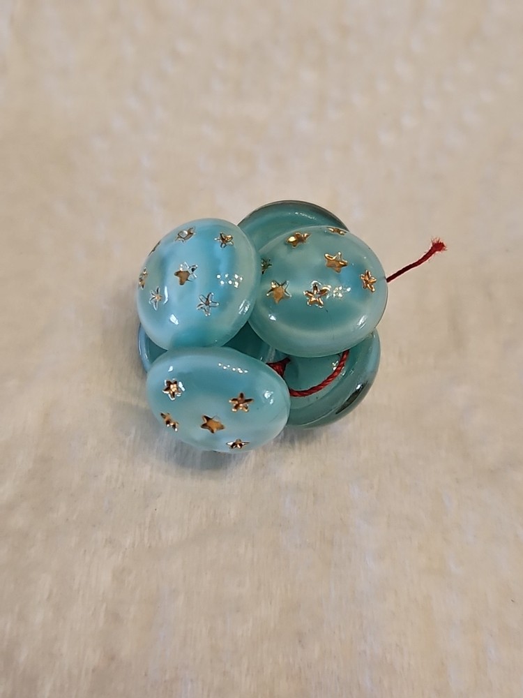 6 Vintage Blue Pearlized Starburst Buttons
