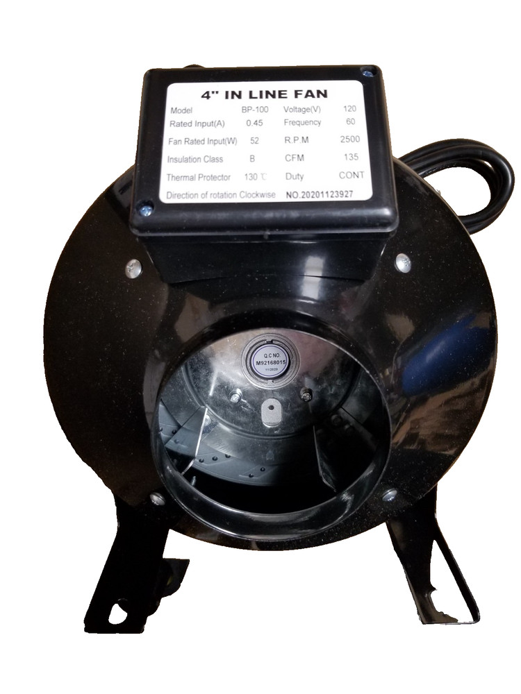 Intertek 4'' In Line Fan Model BP-100