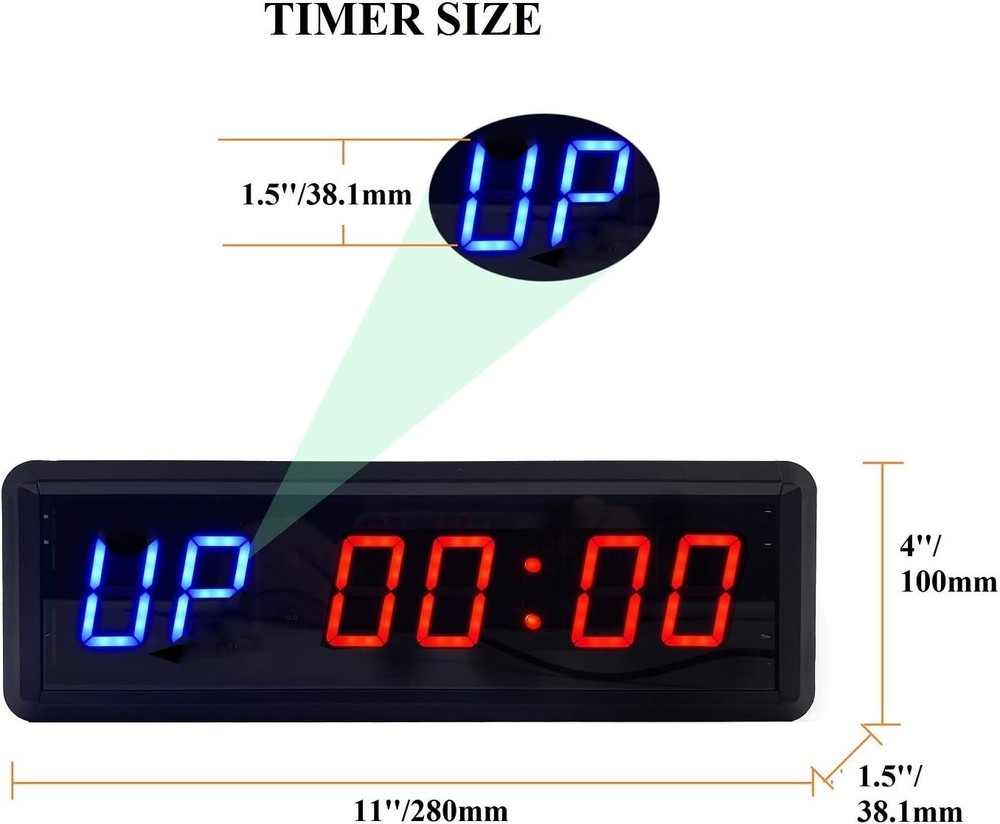 1.5" LED Gym Interval Timer Remote Control Stopwatch