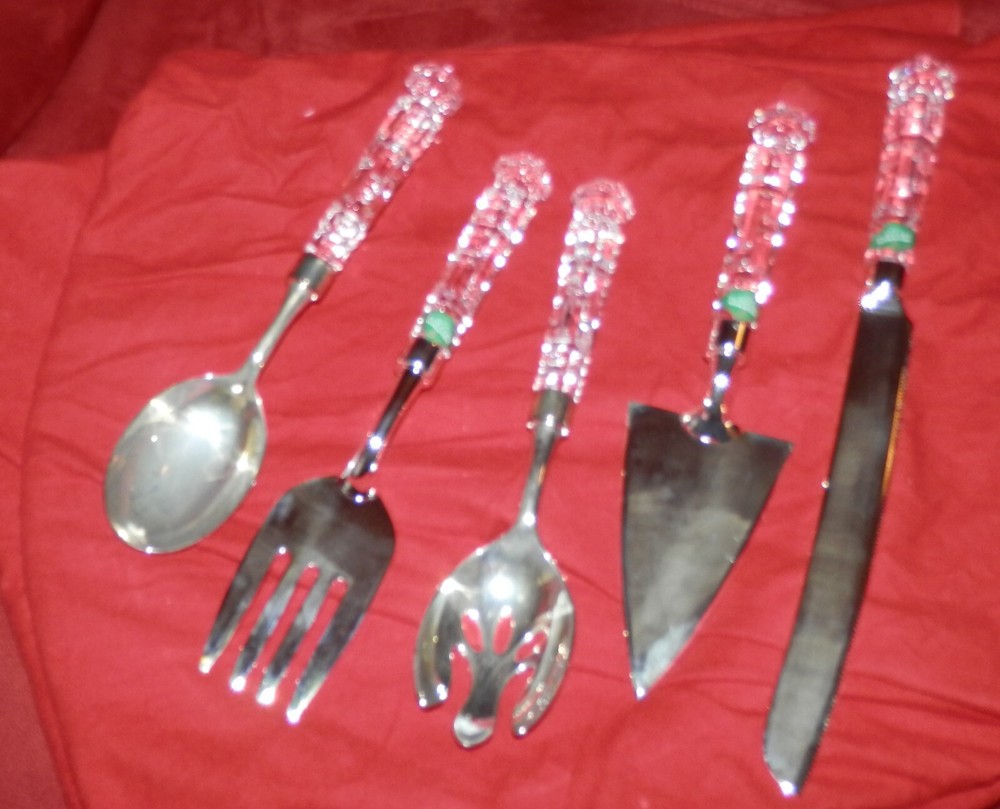 5-piece crystal Handle dessert set 24% lead crystal
