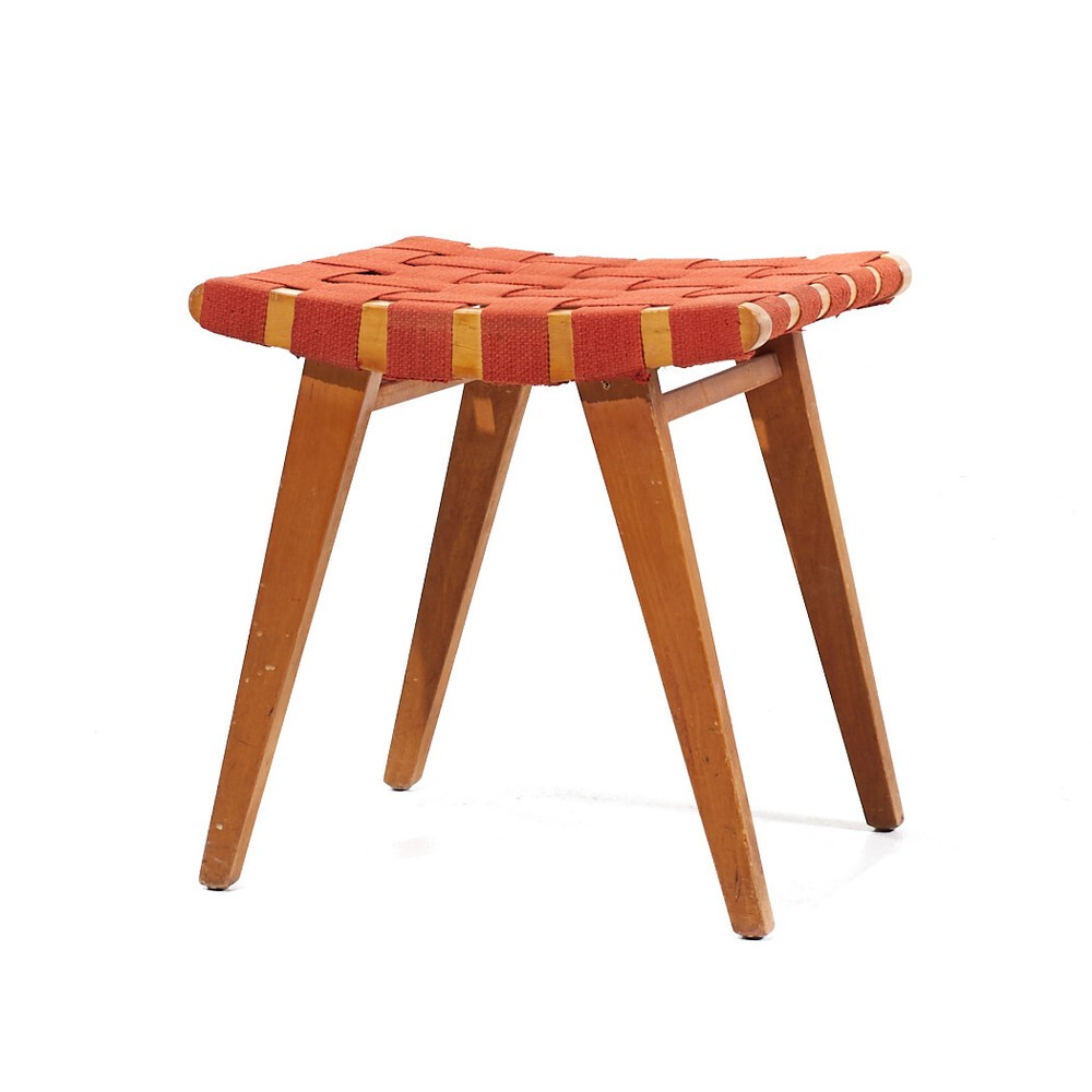 Jens Risom for Knoll Mid Century Strap Stool Ottoman