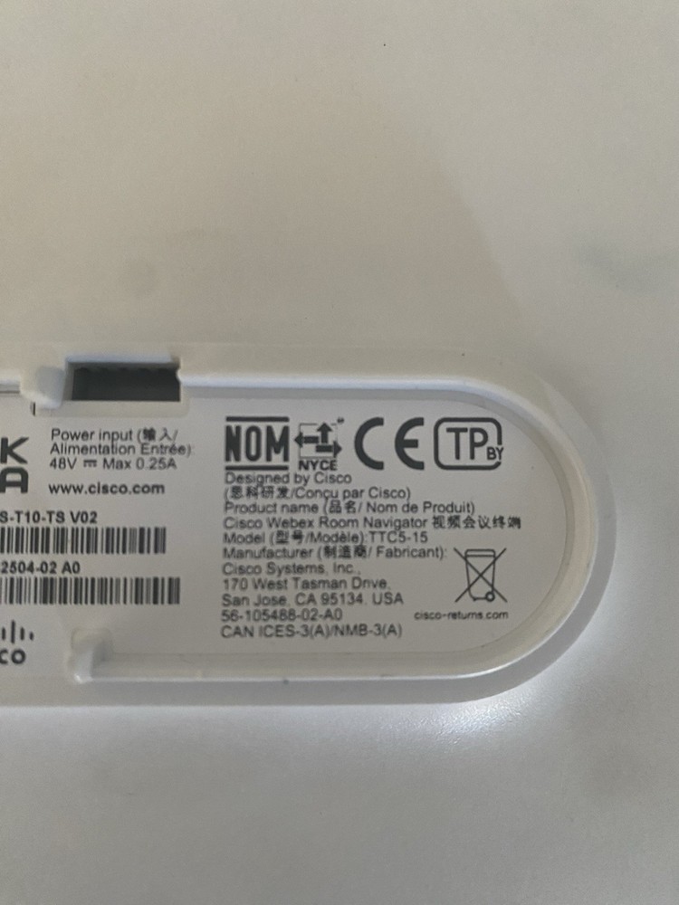 Cisco TTC7-25 Codec Plus w/ TTC8-10 Webex Quad Camera TTC5-15 Touch Panel