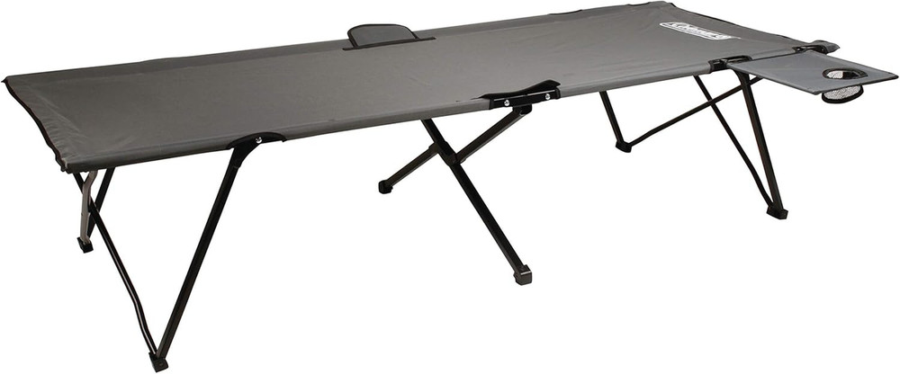 Pack-Away Big ‘N Tall Camping Cot with Removable Side Table, Extra Wide Cot Fits