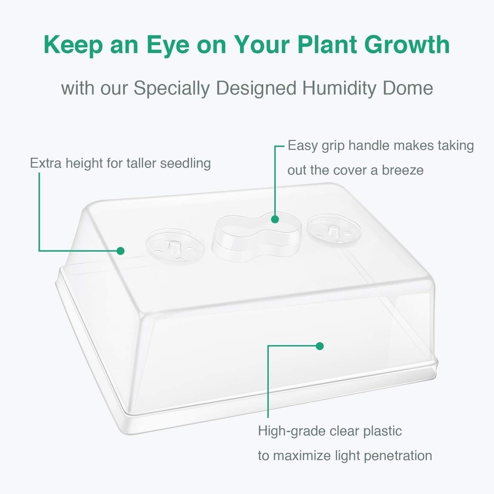 Plastic Seed Starter Trays with Humidity Domes 3-Pack for Seedlings Germination