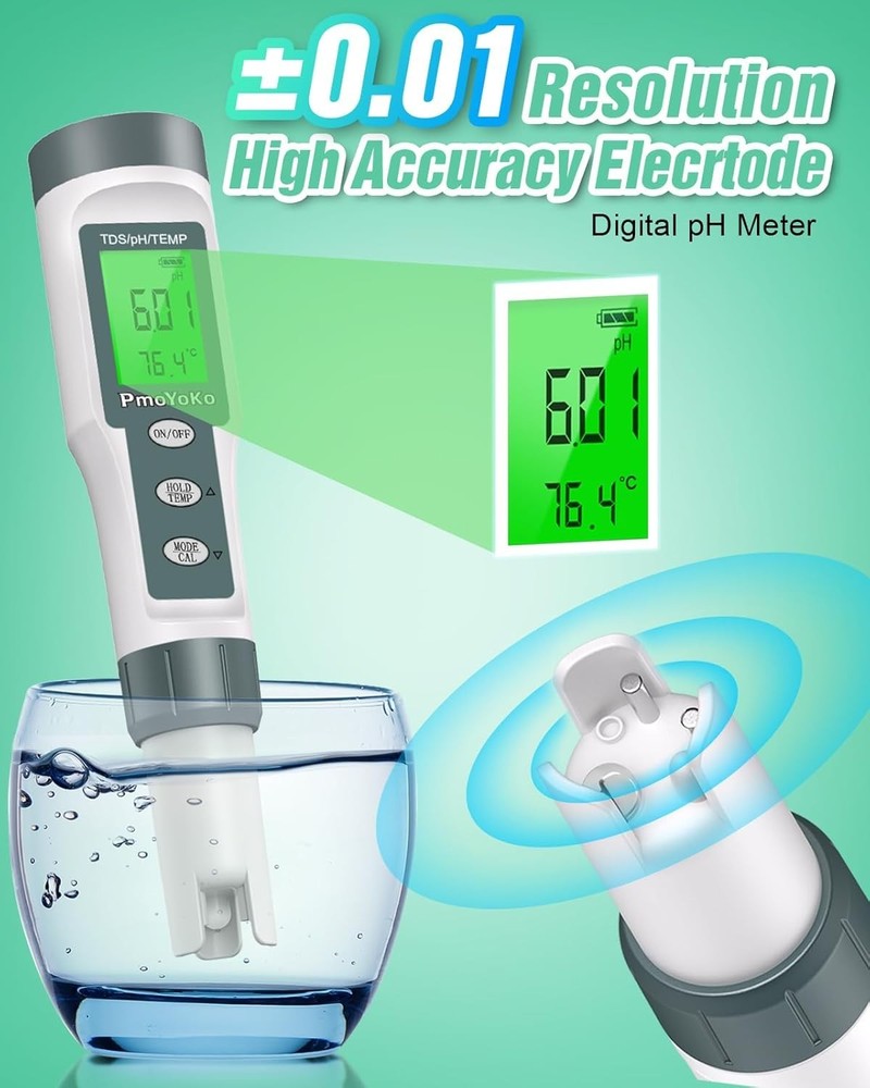 High Precision Water Tester for pH, TDS & Temperature with Backlight Feature