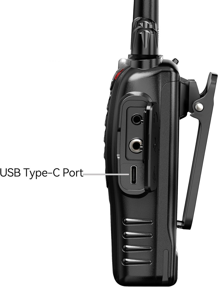 Rechargeable Long Range Two-Way Radios with Earpiece 4 Pack Arcshell Black