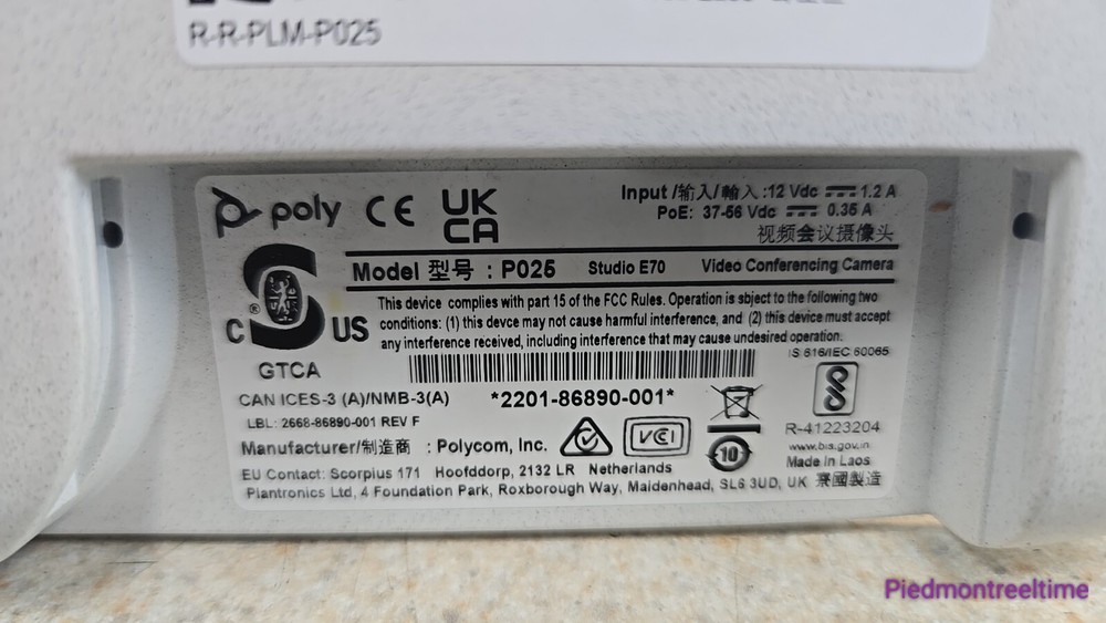 Poly Studio E70 Model P025 ~ 4K Video Conferencing Camera ~ 2201-86890-001