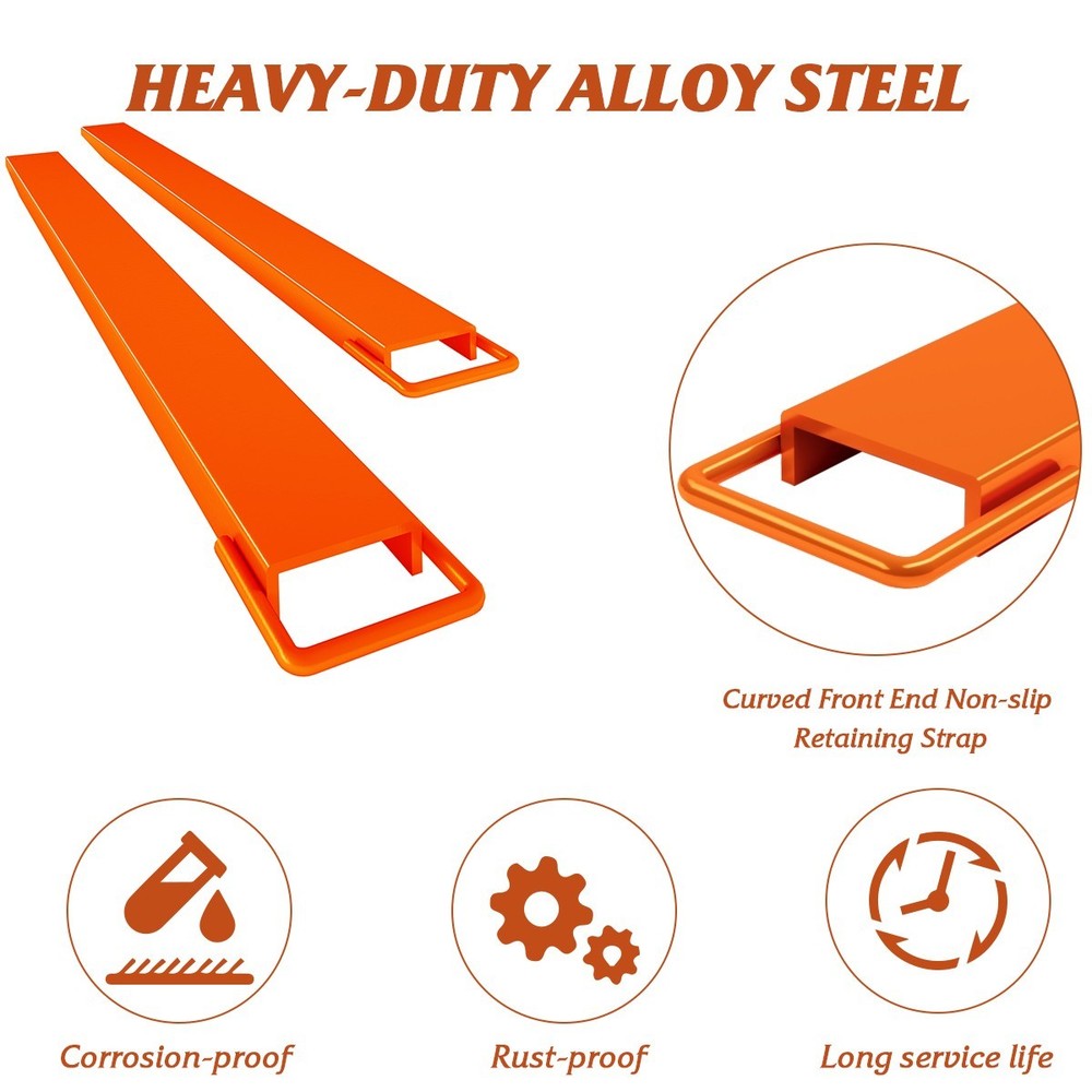84"Fork Extensions, 4.5'' Width Pallet Fork, 1 Pair Heavy Duty Steel, Orange