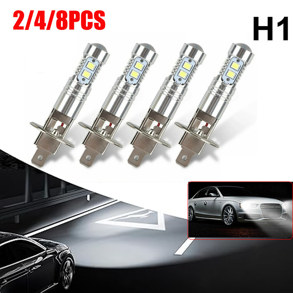 8x Super Bright H1 LED Headlight Kit High Low Beam Fog Driving Bulbs 6500K White