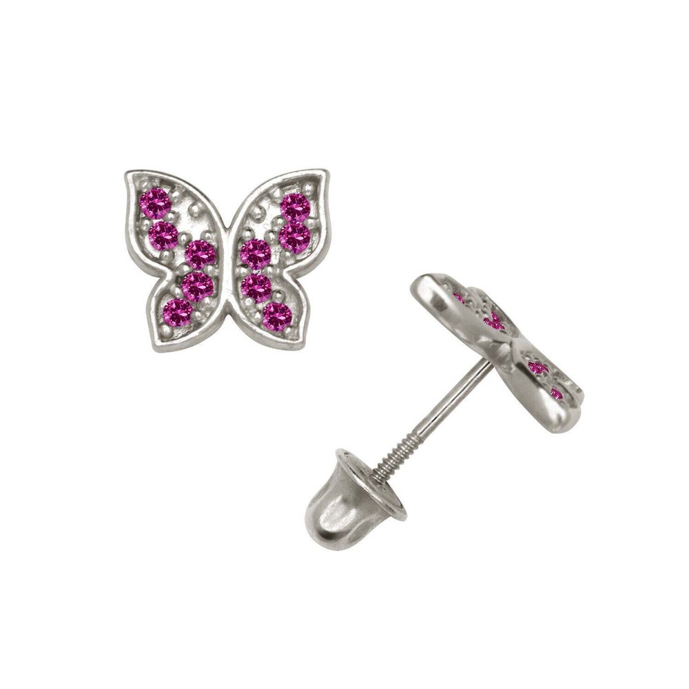 14k Yellow or White Gold Butterfly CZ Stud Earrings