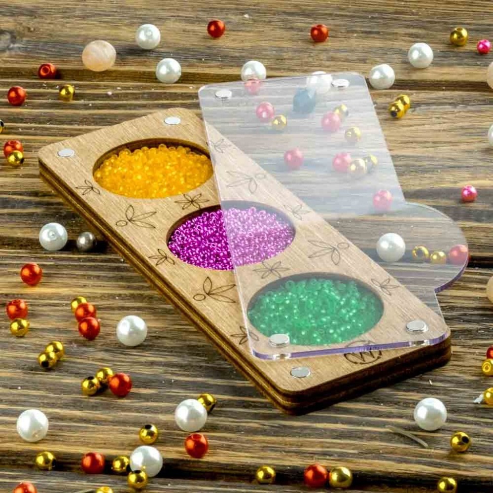 Plywood Bead Organizer Multiple cells Needlework storage organizer