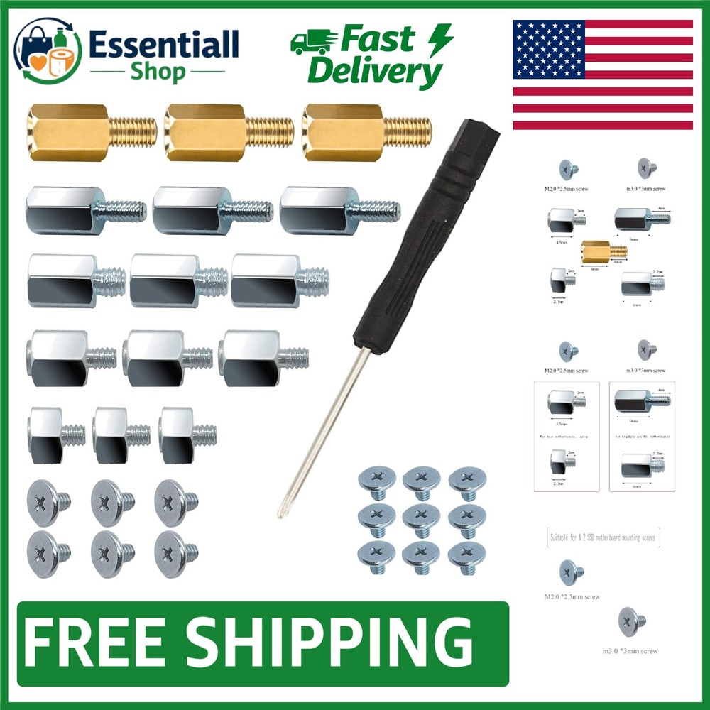 Complete 30-Piece Mounting Screws Kit for M.2 SSD Installation - Hex Design