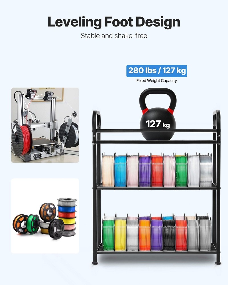 Smart 3 Tier Filament Organizer 280lb Durable Use Adjustable Heights