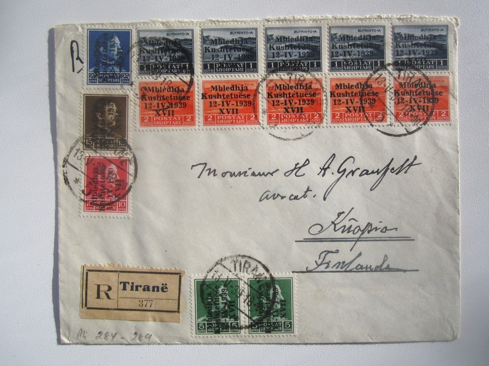 1939 ALBANIA REG COVER