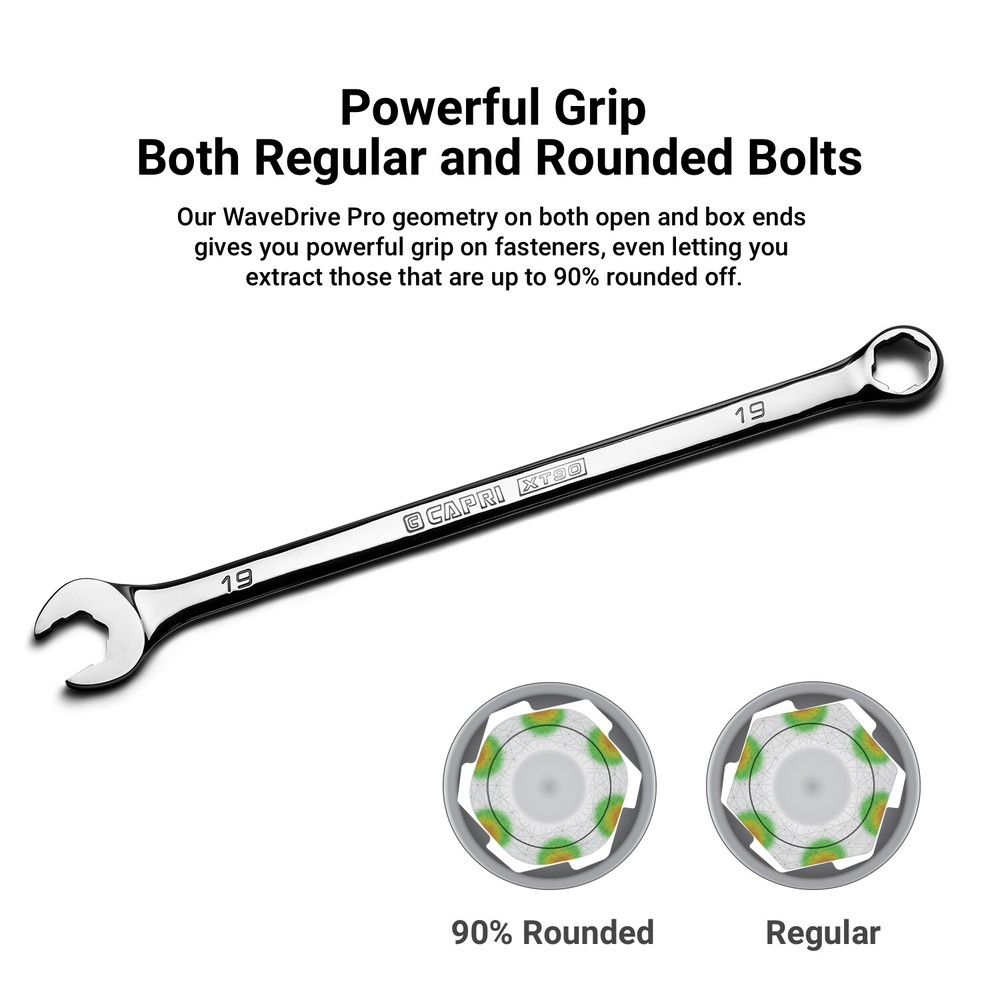 Capri Tools WaveDrive Pro Combination Wrench for Regular/Rounded Bolts, Single