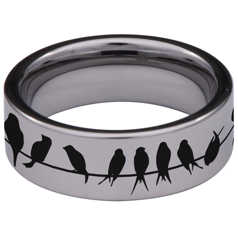 Birds on Wire Tungsten Carbide Ring