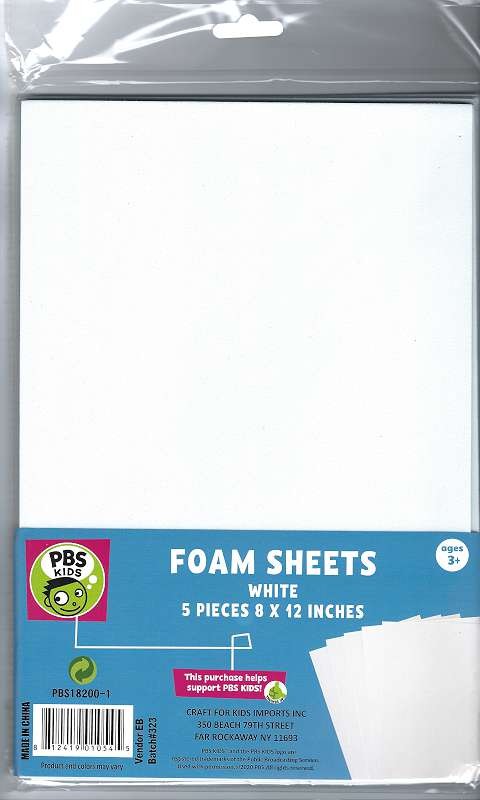Foam Sheets 8"X12" 2mm 5/Pkg white