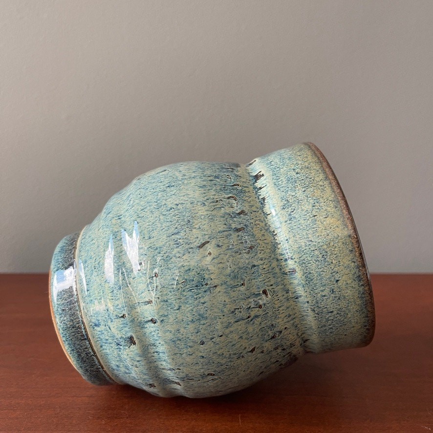 Studio Hand Made Ceramic Blue Glaze Pot