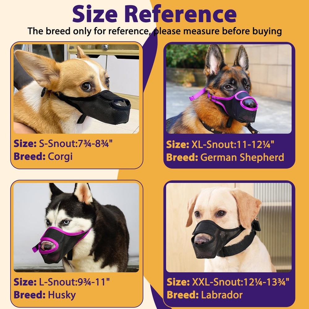 Dog Muzzle, Mesh Muzzle for Large Medium Small Dogs Allows Full Pant Drinking...
