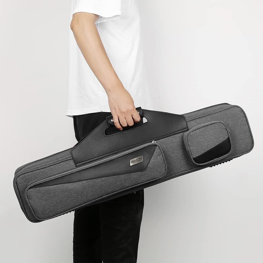 Grey Pool Cue Case 4X4 with Backpack Straps Carrying Case for 4 Pool Cues