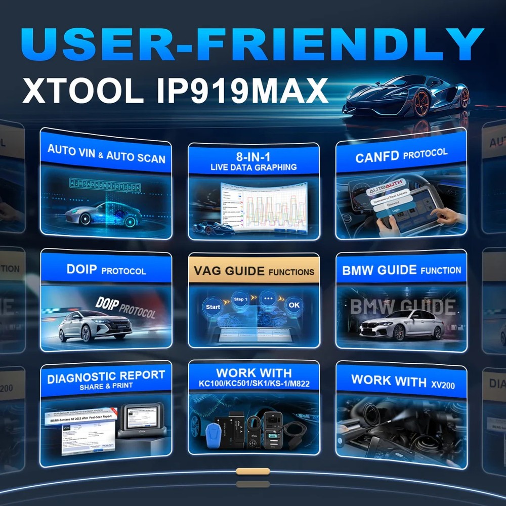 XTOOL IP919 MAX 2025 Diagnostic Tool J2534 Programming ECU Coding Bidirectional