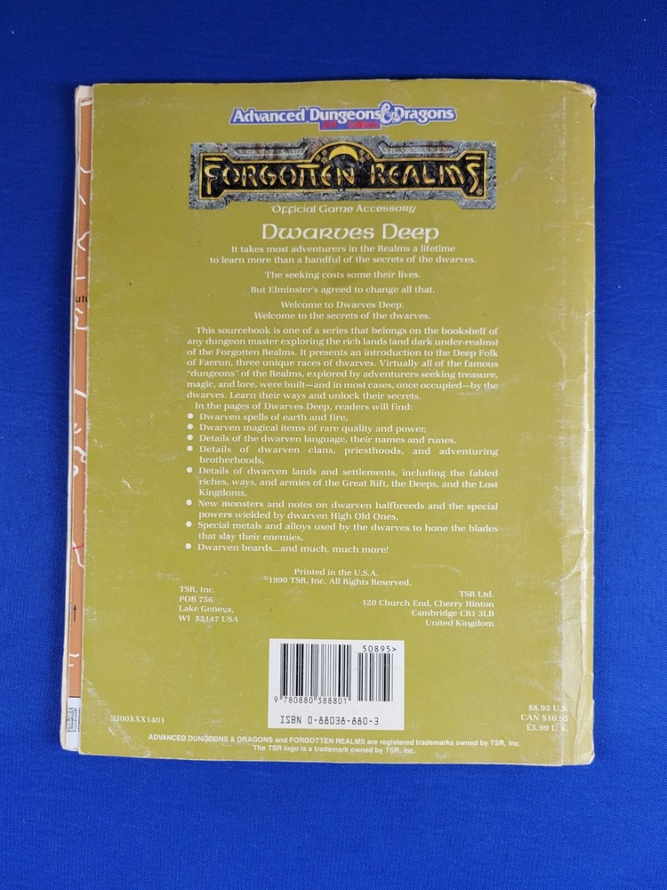 AD&D Dwarves Deep with Map Adventure Module - Forgotten Realms