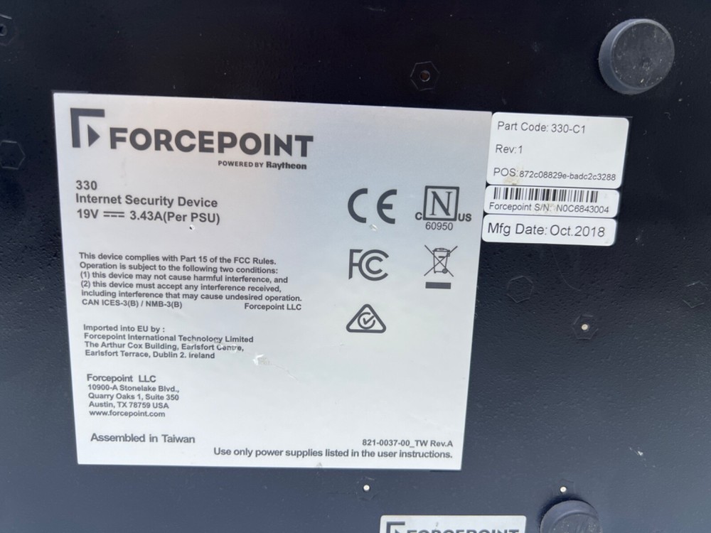 FORCEPOINT 330 Series , 330-C1 Internet Security Device