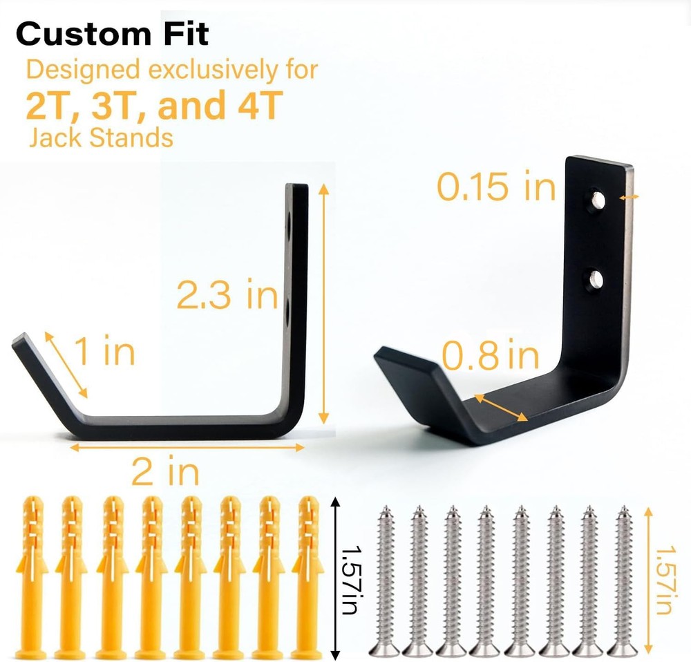 Jack Stand Wall Mount Organizer Heavy Duty Holder Hook 8 Pack
