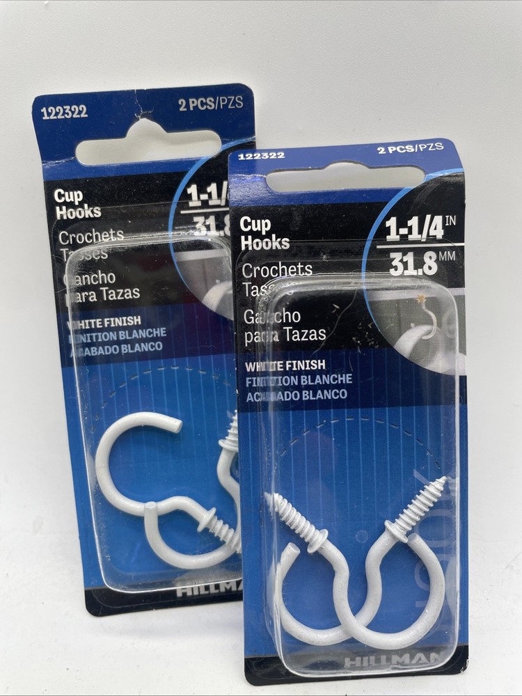 1-1/4" White Cup Hooks 2Pk {II}
