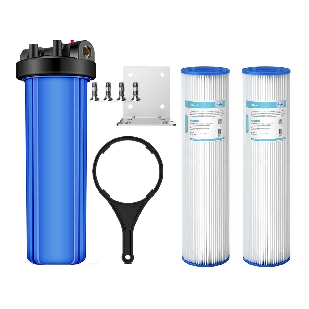 20 Inch Big Blue Whole House Water Filter Housing 2P Pleated Sediment Filtration
