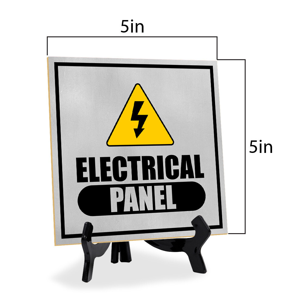 Electrical Panel 5"x 5" Square Table Sign With Acrylic Easel