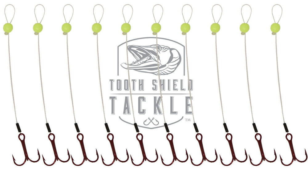 Tooth Shield Tackle 10 Pack Walleye Trailer Hook Stinger Hooks VMC Fluorocarbon