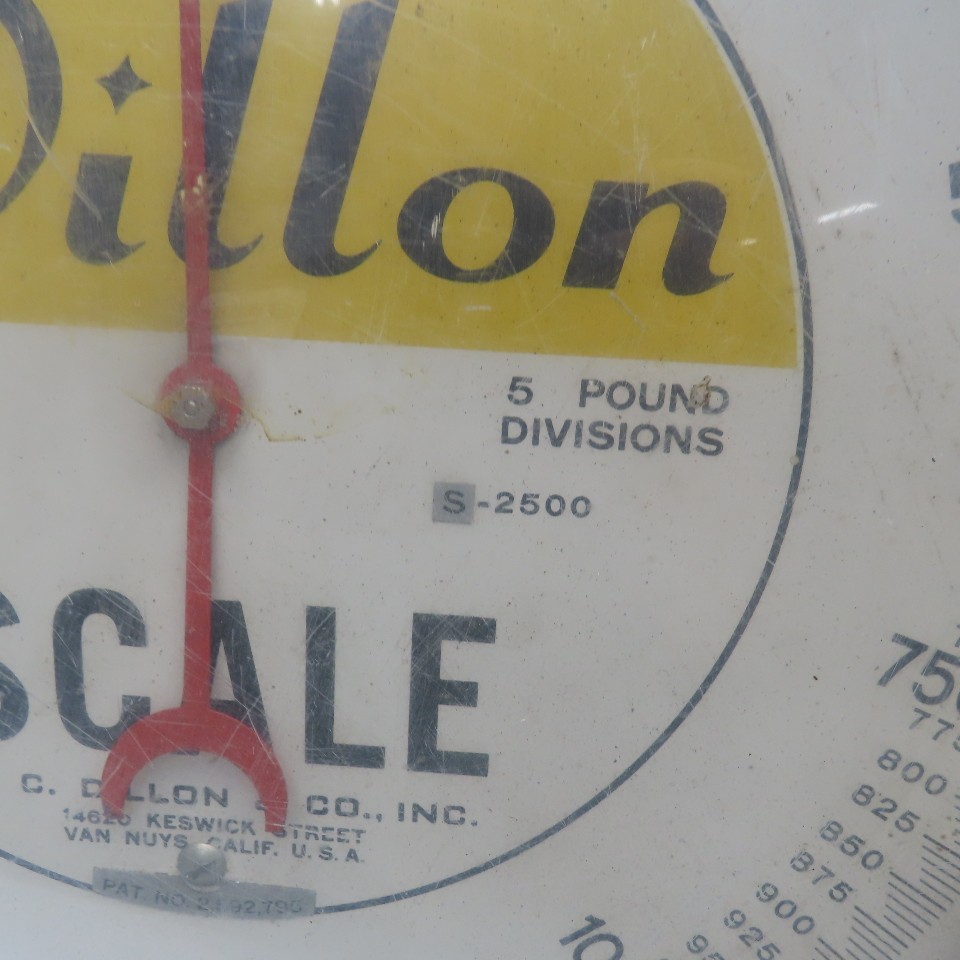 Dillon S-2500 0-2500Lbs Capacity Hanging Scale 5Lbs. Increments 16" Face Width