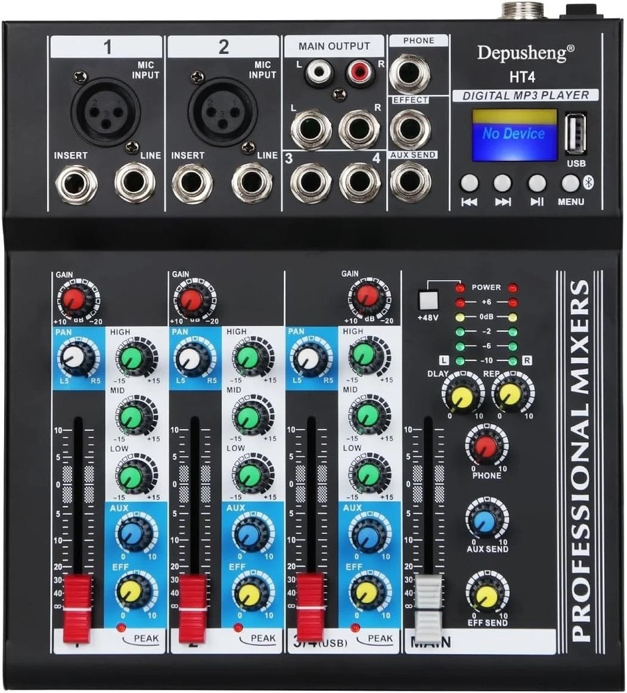 HT4 Pro Bluetooth DJ Mixer with USB Interface - High-Quality Audio Performance