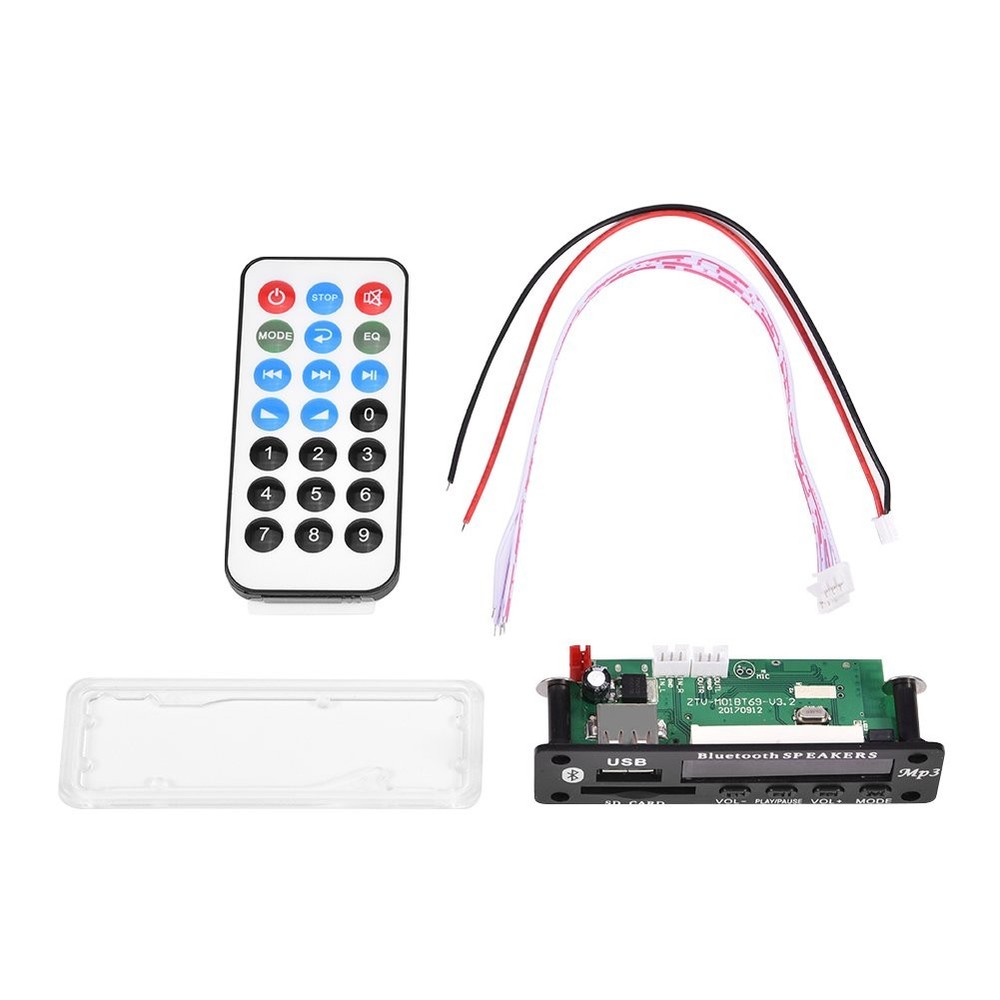 MP3 WMA Decoder Board Audio Bluetooth 4.2 Module 12V, USB/SD Small, default