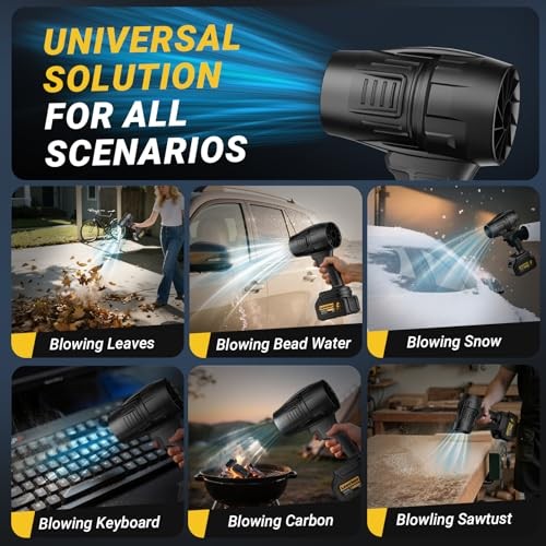 Leaf Blower Cordless,Hand Held Blower with 21V*2 Pcs Deep Black