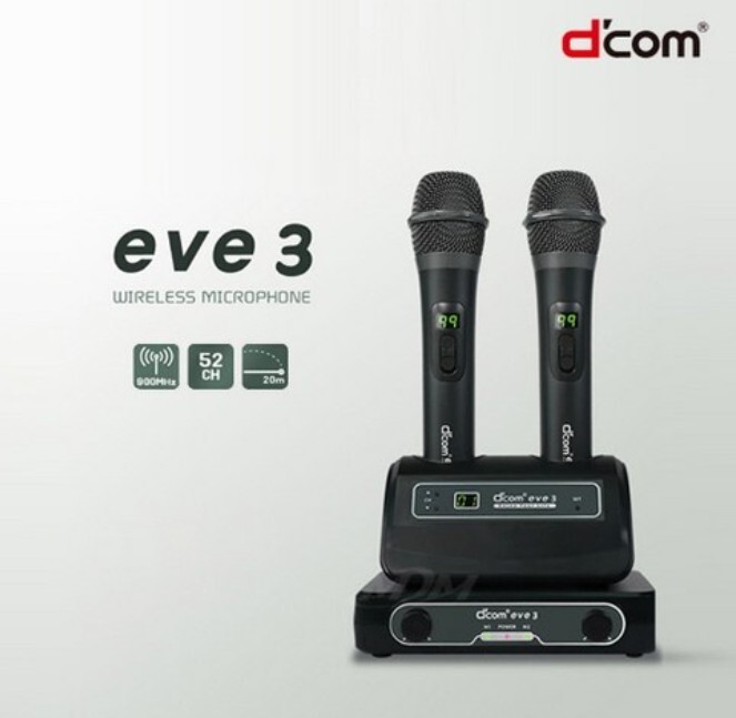 D'COM eve3 - Black Professional Wireless Karaoke Microphone System Dcom Mic