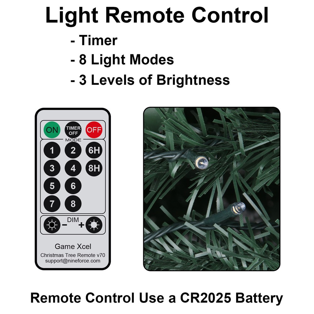 6FT Durable Artificial Christmas Tree Pre Lit Pre Decorated Remote Control