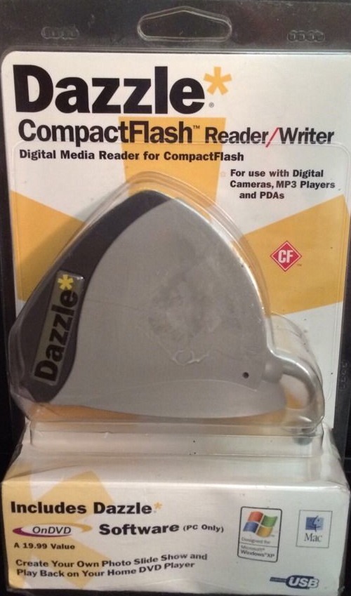 Dazzle Compact Flash Reader/Writer Digital Media Reader Software DM-8000 NEW